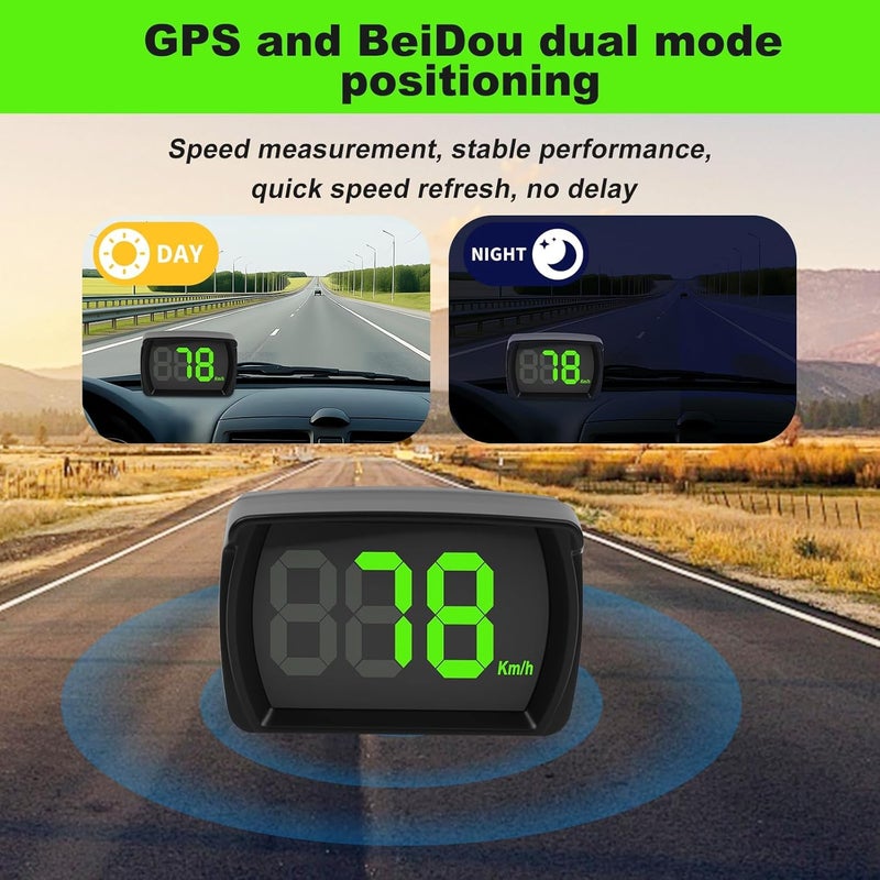 Ulker GPS HUD Speedometer Head-Up Display KM/H Digital Speedometer with LED Large Font Display for Car, Plug and Play for Truck Motor SUV Golf Cart All Vehicles - Image 2
